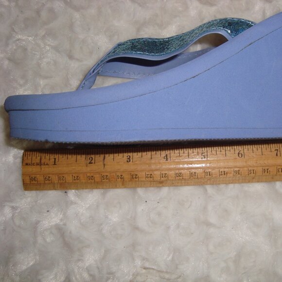COLIN STUART Sparkle Thong Flip Flop Platform Wedge Sandals Shoes sz 5 - Picture 6 of 7